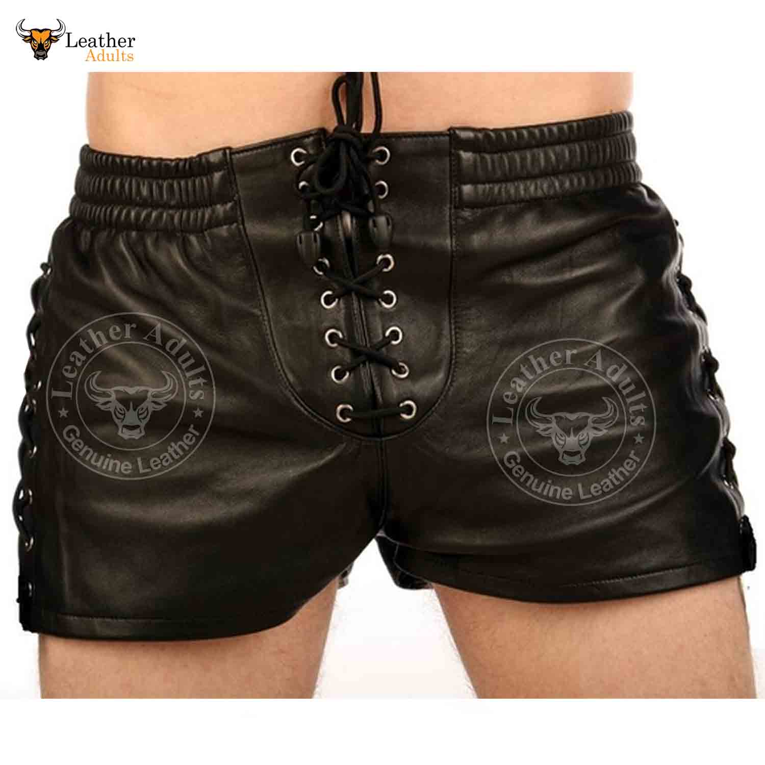 Men's Real Lambskin Leather Boxer Shorts Sexy Gay Nappa