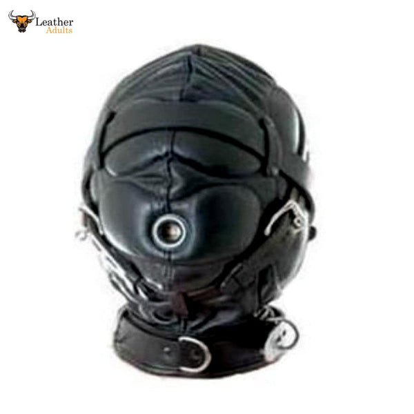 100% GENUINE LEATHER Gimp Mask SENSORY DEPRIVATION HOOD BONDAGE