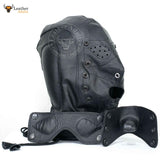 Genuine Handmade Leather Gimp Mask Air Tight Hood with Blindfolds and Mouth Gag Bondage