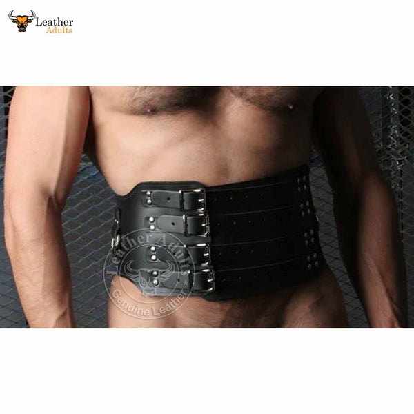 Mens Heavy Leather Waist Cincher Bondage Waist Belt