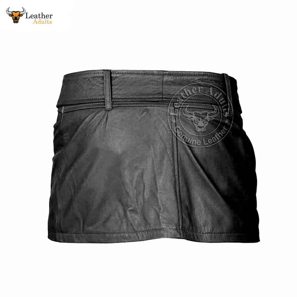 Ladies Sexy Butter Soft Genuine Lambskin Leather Black Mini Skirt Clubwear