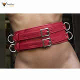 Womens Real Leather Bondage Locking Waist Cuff