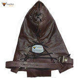 Real Brown Leather Bondage Lockable Hood Mask Hand Constructed Gimp mask Leather Back Lace Up Mask Hood BDSM Mask Unisex