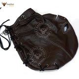 Real Brown Leather Bondage Lockable Hood Mask Hand Constructed Gimp mask Leather Back Lace Up Mask Hood BDSM Mask Unisex