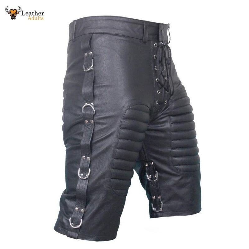 Mens Real Leather Black Shorts Clubwear or Bondage Genuine Cow Leather Shorts