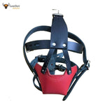 Genuine Black & Red Leather Bondage face muzzle head head harness BDSM