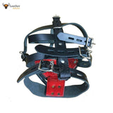 Genuine Black & Red Leather Bondage face muzzle head head harness BDSM