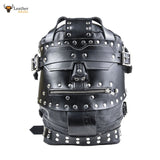 Genuine Black Leather Bondage BDSM Hood Gimp Mask with Blindfold And Locking Mouth Zip