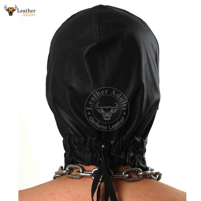 Real LEATHER BONDAGE Lockable Hood Hand Constructed Gimp mask Leather Kidnap Hood