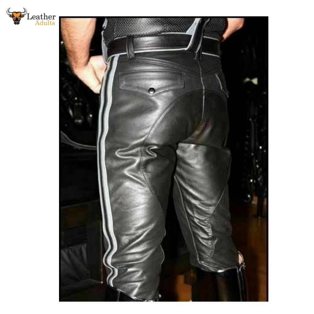 Men's Real Leather Pants Punk Kink Jeans Trousers BLUF Pants Bikers Br ...
